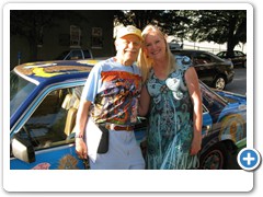 Dr. Bob and Councilwoman Vicki Almond in front of the "We the People" artcar.