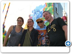 Mural artists receiving their round of applause: Elisabeth Gambino, Lauren DeMarsh, Dr. Bob, and Greg Gannon.